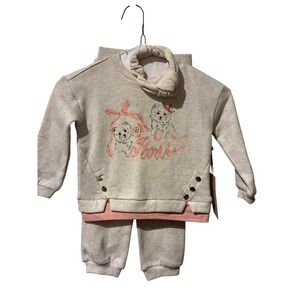 Paris Hilton Girls 2 Piece Fleece Set Sweatshirt Pants Pink Puppy Paris 24M